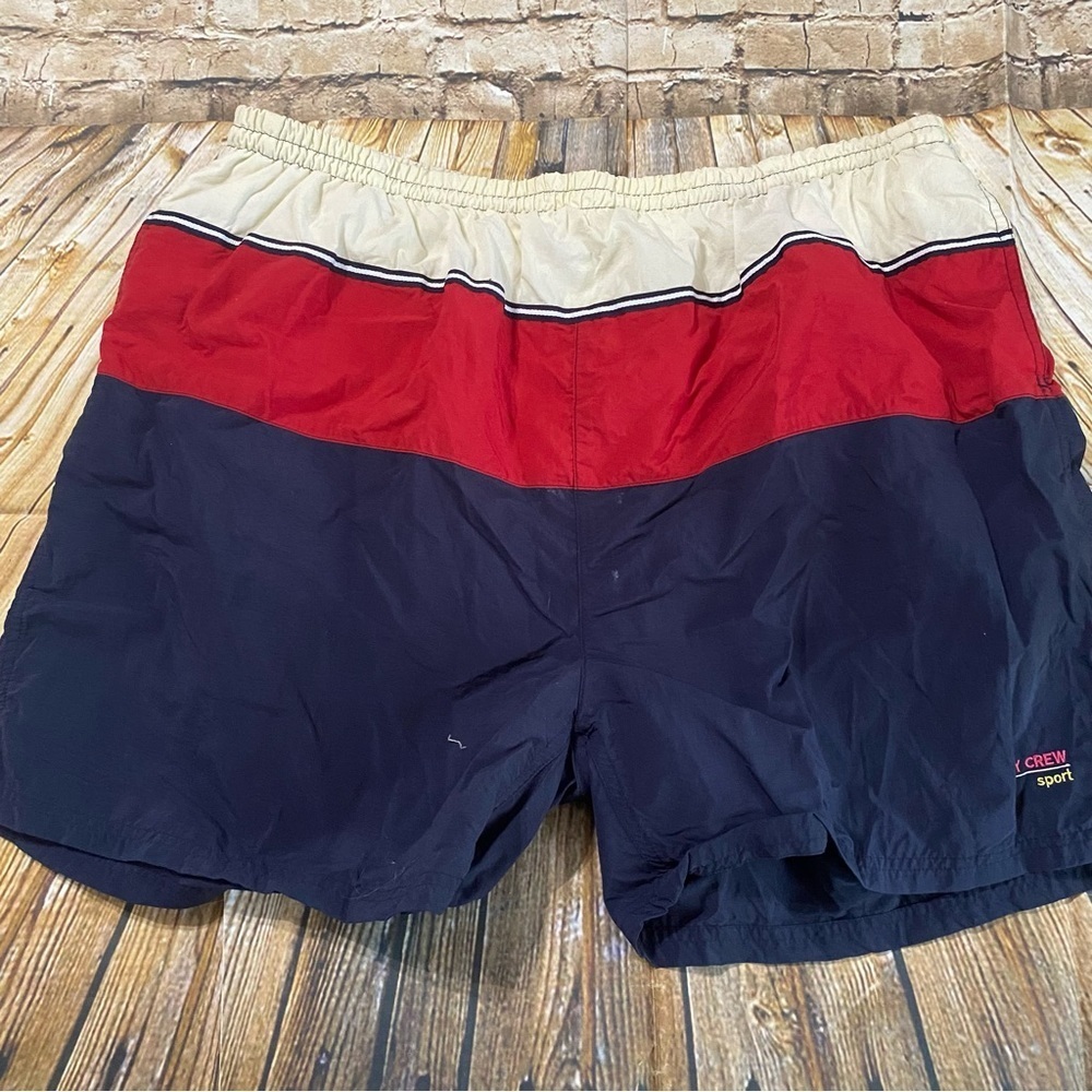 Vintage Ivy Crew Sport Blue Cream Red Nylon Mesh Brief Lined Swim Trunks…